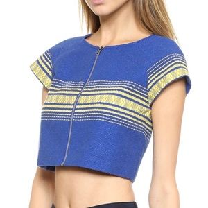 Alice + Olivia Boxy Woven 'Amy' Crop Top